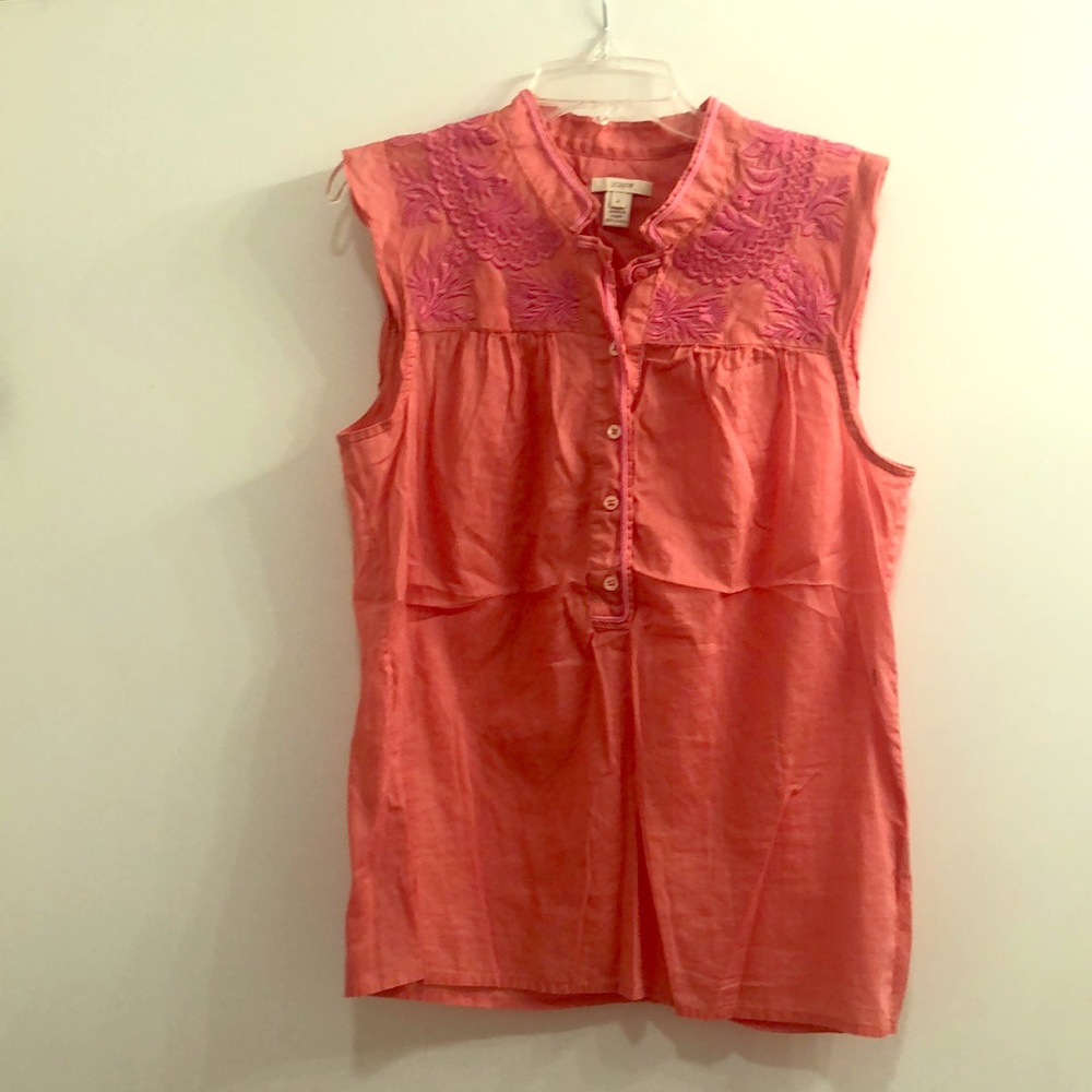 J Crew Pink Embroidered Top